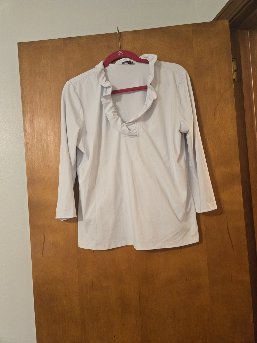 J McLaughlin Durham Ruffle 3/4 Sleeve Top White XL